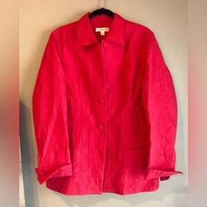 Coldwater Creek Bold Red Quilted Jacket Christmas Festive Sz L